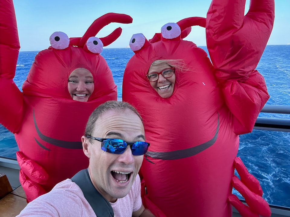 Me and some uncooked shellfish on a cruise ship.