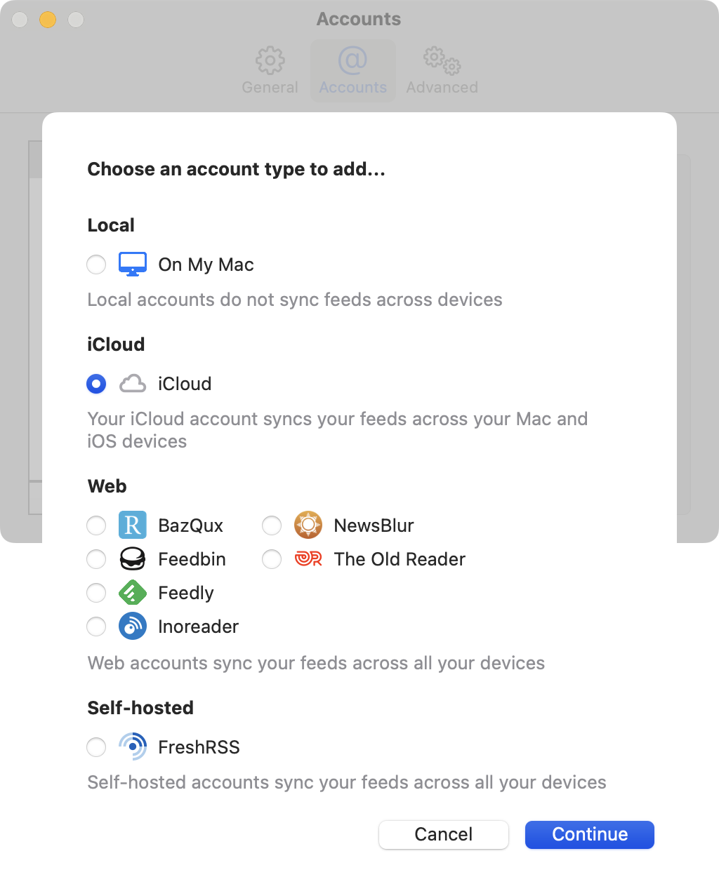 iCloud account type